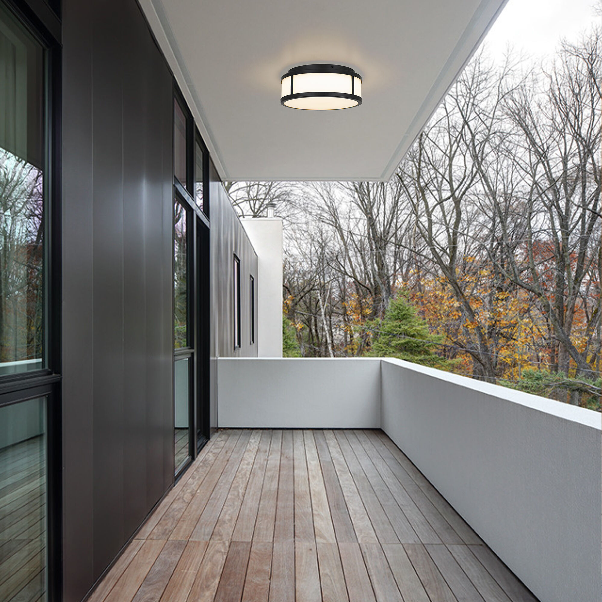 Panel Round LED 10.25 inch Sand Black Outdoor Flush Mount